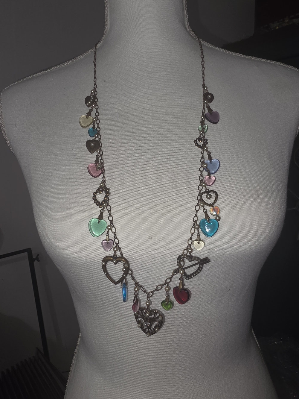 Vintage Glass Works Heart Charm Necklace